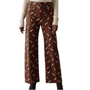 Maeve Brown Patterned Wide Leg Pants